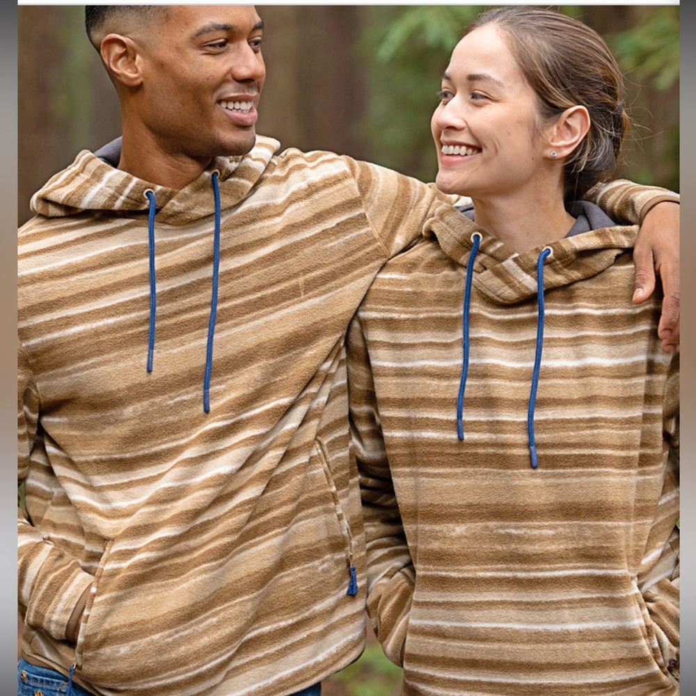 Chubbies Brown Stripes The Hipnotizer Warm Fleece Kangaroo Front Pocket Hoodie S